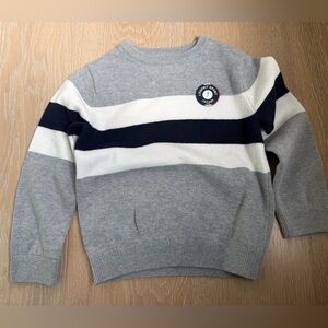 Jacadi Paris Gray Stripe Crewneck Sweater with Patch